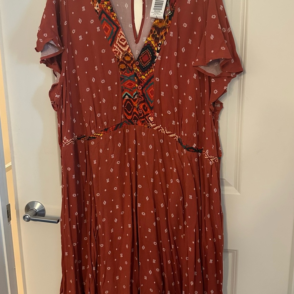 Torrid Rust Maxi Dress with Colorful Trim